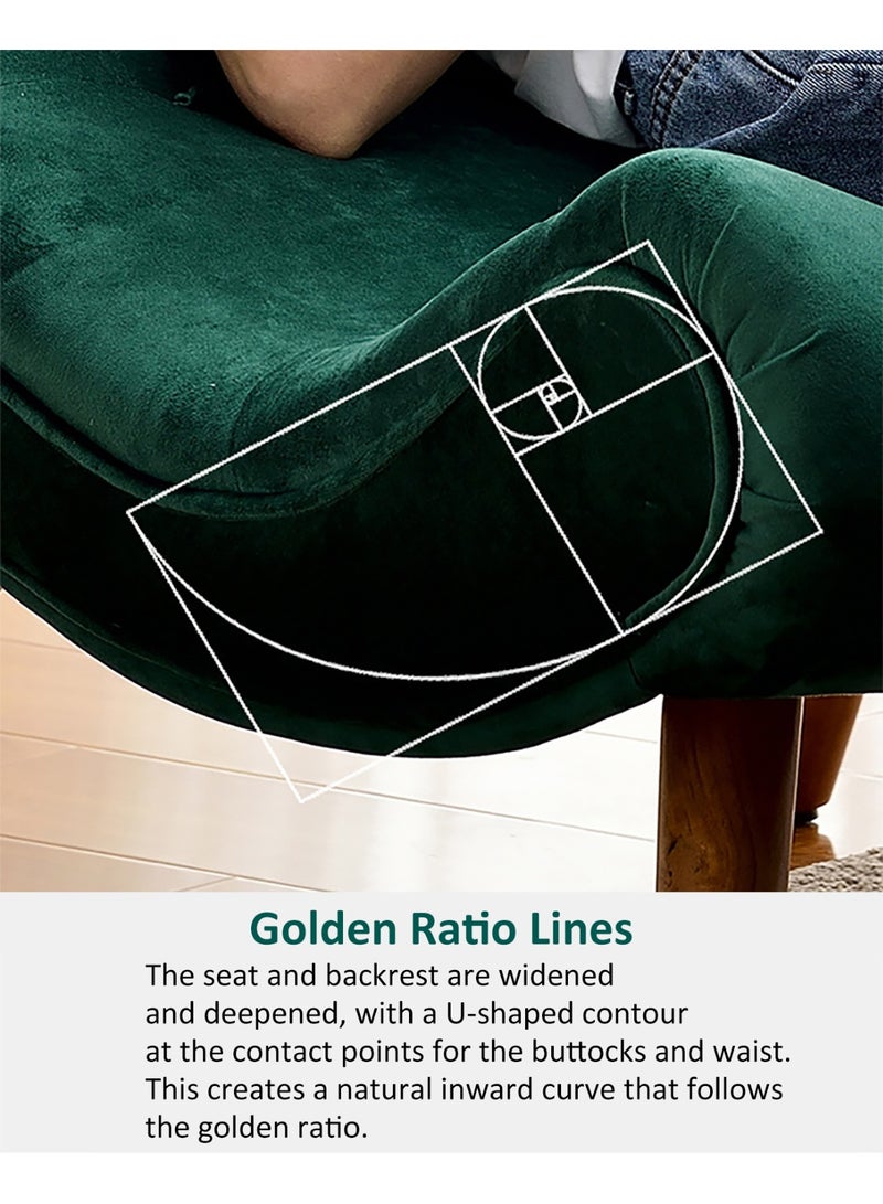 YY-ريشير كرسي استرخاء 2 في 1 مع مسند للقدمين، كرسي استرخاء عصري بأرجل خشبية، كرسي أريكة فردي مريح لغرفة المعيشة والشرفة - Image 4